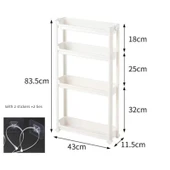 Ultra İnce Banyo Dolabı - N86-11.5 Dört Katlı Dar Dolap 83.5 cm Yükseklik +2 Etiket +2 Bağ - 1
