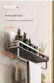 Alüminyum Banyo Rafı - 30cm - Çift Katmanlı - Askılı ve Kancalı - 11