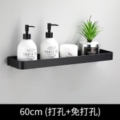 Siyah Alüminyum Duvara Monte Banyo Rafı - 60cm - 1