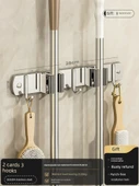 Deliksiz Banyo Rafı - Tuvalet Havlu Depolama - [Parlak Gümüş] Paslanmaz Çelik 2 Katlı 3 Kancalı - 1