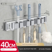Deliksiz Banyo Rafı - Tuvalet Havlu Depolama - [Parlak Gümüş] Alüminyum 3 Katlı 4 Kancalı - 1