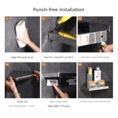 304 Paslanmaz Çelik Köşe Rafı - Deliksiz - 304-C Geniş Siyah (Yapışkanlı Çivi) thumbnail 8