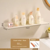 Deliksiz Alüminyum Banyo Rafı - Krem Beyazı 70cm - 1