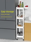 Tekerlekli Banyo Tuvalet Üstü Rafı - Beyaz - 3 Katlı - Asma Sepetli ve Kancalı - 3