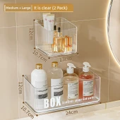 Deliksiz Banyo Rafı Organizeri - Orta + Büyük Boy Şeffaf - 1