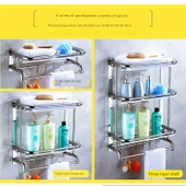 304 Paslanmaz Çelik Banyo Havlu Rafı - 2 Katlı 35cm - 3