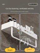 Duvara Monte Banyo Rafı - Alüminyum - Beyaz 50cm - Çift Katlı - Havluluklu - 4