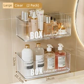 Deliksiz Banyo Rafı Organizeri - Büyük Boy 2'li Şeffaf - 1