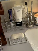 Paslanmaz Çelik Banyo Düzenleyici - Bardaklık ve Bölmeli Saklama Rafı - 3