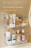 Deliksiz Banyo Rafı Organizeri - Orta + Büyük Boy Şeffaf - 7