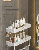 Duvara Monte Banyo Rafı - Alüminyum - Gri 60cm - Çift Katlı - Havluluklu - 8