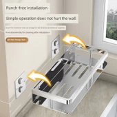 304 Paslanmaz Çelik Tuvalet Rafı - Kalınlaştırılmış 304 Uzun 40 Çubuklu 4 Kancalı thumbnail 2