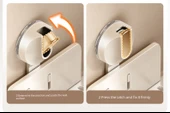 Yapışkanlı Alüminyum Banyo Rafı - Tek Katlı 2 Kancalı - Krem Beyazı - 11