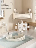 Yapışkanlı Alüminyum Banyo Rafı - Tek Katlı 2 Kancalı - Krem Beyazı - 4