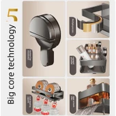 Çift Vantuzlu Banyo Rafı - Kancalı - 50 cm - Gri - 3