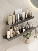 Duvara Monte Banyo Rafı - Metalik Gri - Tek Katlı - 70cm - 2