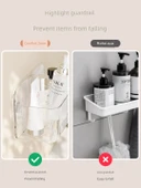 Plastik Banyo Rafı - Tuvalet Üstü Duvar Organizeri - Şeffaf Küçük Boy (Model 1) - 5