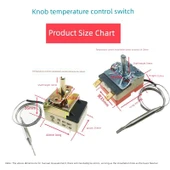Elektrikli Izgara Termostatı 50-400 ℃ 250V 16A, 2 Pinli Fiş Kablo, Kırmızı Alt thumbnail 11