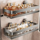 Vantuzlu Banyo Rafı - Kancalı - 40 cm - Krem - 2