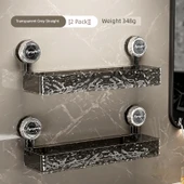 Vantuzlu Banyo Rafı - Şeffaf Gri 2'li Paket - 1