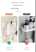 Plastik Banyo Rafı - Tuvalet Üstü Duvar Organizeri - Şeffaf Küçük Boy (Model 1) - 10