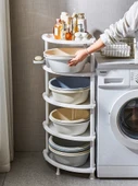 Tekerlekli Banyo Köşe Rafı - Lüks Kaliteli Üçgen 4 Katlı Yükseklik - 6