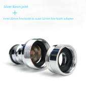 Çamaşır Makinesi Musluk Adaptörü - Dış 22mm İnce Diş - Dış 22mm İnce Diş + Gümüş Lavabo Bağlantısı - 11