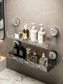 Vantuzlu Banyo Rafı - Şeffaf Gri Set (Düz + Köşe) - 2