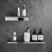 304 Paslanmaz Çelik Banyo Köşe Rafı - 50cm Kenar Desenli, Vidalı - 4