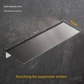 304 Paslanmaz Çelik Banyo Köşe Rafı - 50cm Kenar Desenli, Vidalı - 1