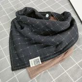 Pamuklu Çocuk Fular - Siyah Kahve Küçük Kontrast Renkli thumbnail 1