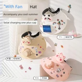 Çocuk Güneş Enerjili Şapka - Haki Yavru Kedi Desenli - Solar ve USB Şarjlı - 4000mAh thumbnail 2