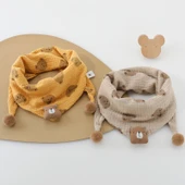 Ayıcık Desenli Pamuklu Bebek Boyunluk - PT Gri Fırlatma Ayı Sarı thumbnail 4