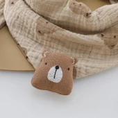 Ayıcık Desenli Pamuklu Bebek Boyunluk - PT Gri Fırlatma Ayı Sarı thumbnail 5