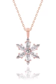 Kamelya Serisi Beyaz Kuars Taşlı Gümüş Kar Tanesi Kolye - 6