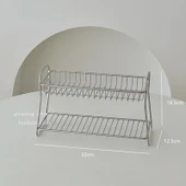 Minimalist Çift Katmanlı Tezgah Üstü Raf - Küçük Boyut 32x18.5cm - 1
