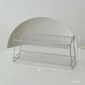 Minimalist Çift Katmanlı Tezgah Üstü Raf - Büyük Boyut 40x18.5cm - 1