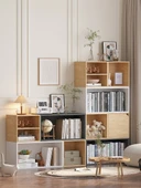 Minimalist Depolama Rafı Kitaplık - Büyük Ahşap Sarı Kapaklı - 3