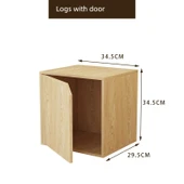 Minimalist Depolama Rafı Kitaplık - Büyük Ahşap Sarı Kapaklı - 1