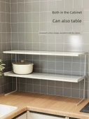 Mutfak Lavabo Dolabı Rafı - Stil 2 Beyaz Kısa Panel Kaplama 2 Katlı - 6