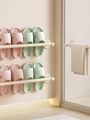 Deliksiz Banyo Terlik Rafı - Siyah - 70cm - Üç Katlı - 3