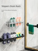 Deliksiz Alüminyum Banyo Terlik Rafı - Gümüş - 1 ve 2 Terlik Kapasiteli - 2