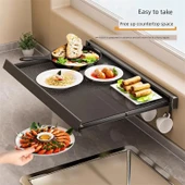 Katlanabilir Duvara Monte Mutfak Rafı - Beyaz 60cm Kurutma Filesi - 3