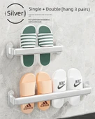 Deliksiz Alüminyum Banyo Terlik Rafı - Gümüş - 1 ve 2 Terlik Kapasiteli - 1