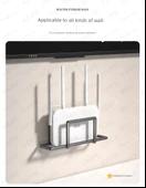 Duvara Monte Router Saklama Kutusu Rafı - Siyah Optik Modem Rafı + Router Raf Seti - 8