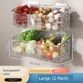 Duvara Monte Mutfak Saklama Sepeti - Büyük Boy Şeffaf Dalgalı Desenli ve Delikli - 2 Adet thumbnail 1