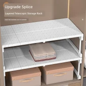 Ayarlanabilir Gardırop Rafı - Uzunluk 47-68 cm, Genişletilmiş 48 cm, Yükseklik 32 cm - 2