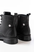 Siyah Bağcıklı Fermuarlı Günlük Kadın Bot - 5