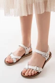 Beyaz Ortopedik Hakiki Deri Kadın Sandalet thumbnail 5
