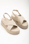 Bej Dolgu Topuk Kadın Sandalet thumbnail 2